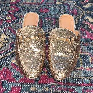 Gold Glitter Mules